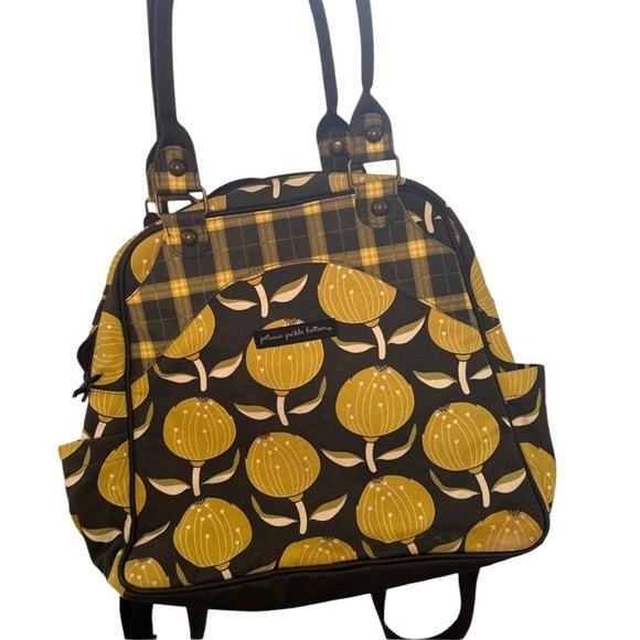 Petunia Pickle Bottom Yellow and Black Floral Bag backpack tote boho storage main image 2